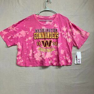 NFL Washington Commanders Girls' XL15-17 Pink Short Sleeve Tie Dye Shirt Cotton